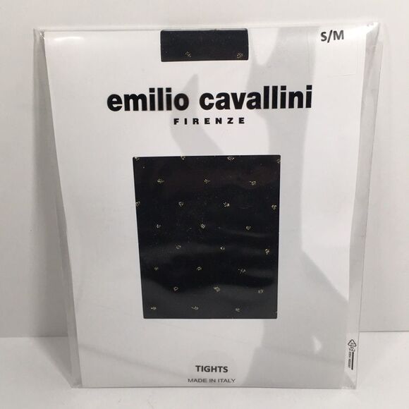 Emilio Cavallini Black Tights With gold dots S/M - Picture 1 of 7